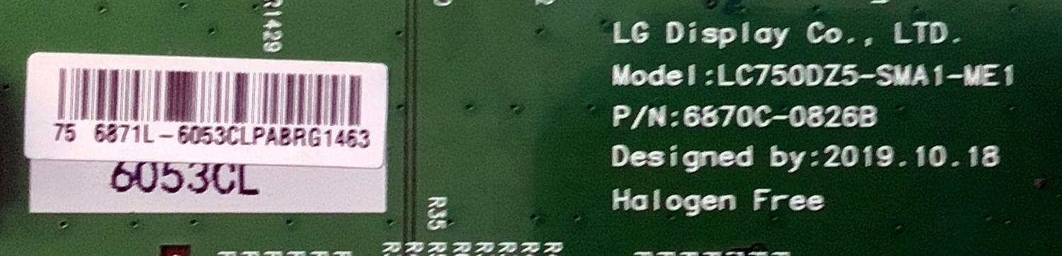 T-CON PARA TV LG NANOCELL / QNED / NUMERO DE PARTE 6053C / 6871L-6053C / 6870C-0826B / LC750DZ5-SMA1-ME1 / PANEL HC750MAD-SLDA2-212X / DISPLAY LC750DZR (SP)(A1) / MODELOS 75QNED99UPA / 75NAN099UPA / 75NANO99UPA / 75NANO99UPA.AUSYLJR - Imagen 2